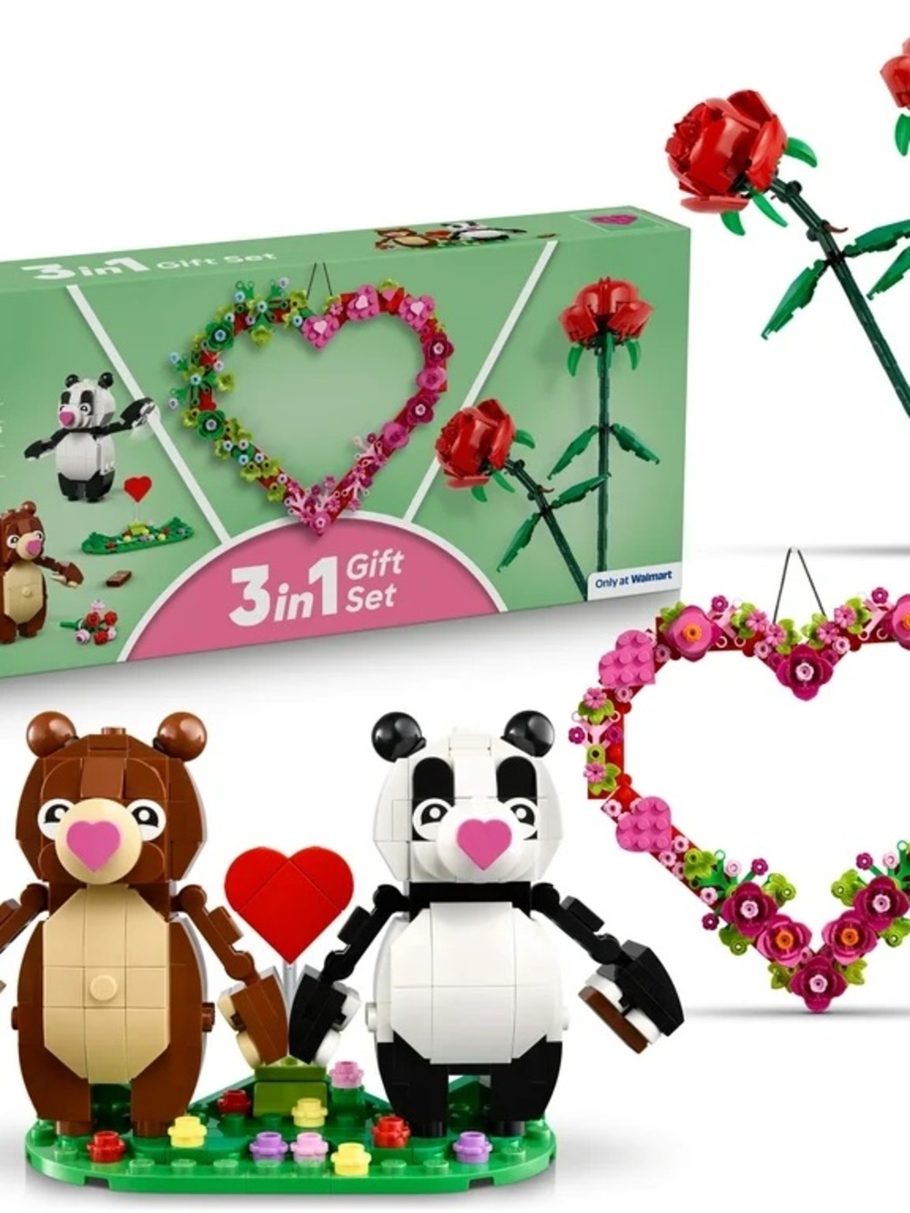 Lego 3 In 1 Valentines Heart And Flower Gift Set #66817 New Unopened Box